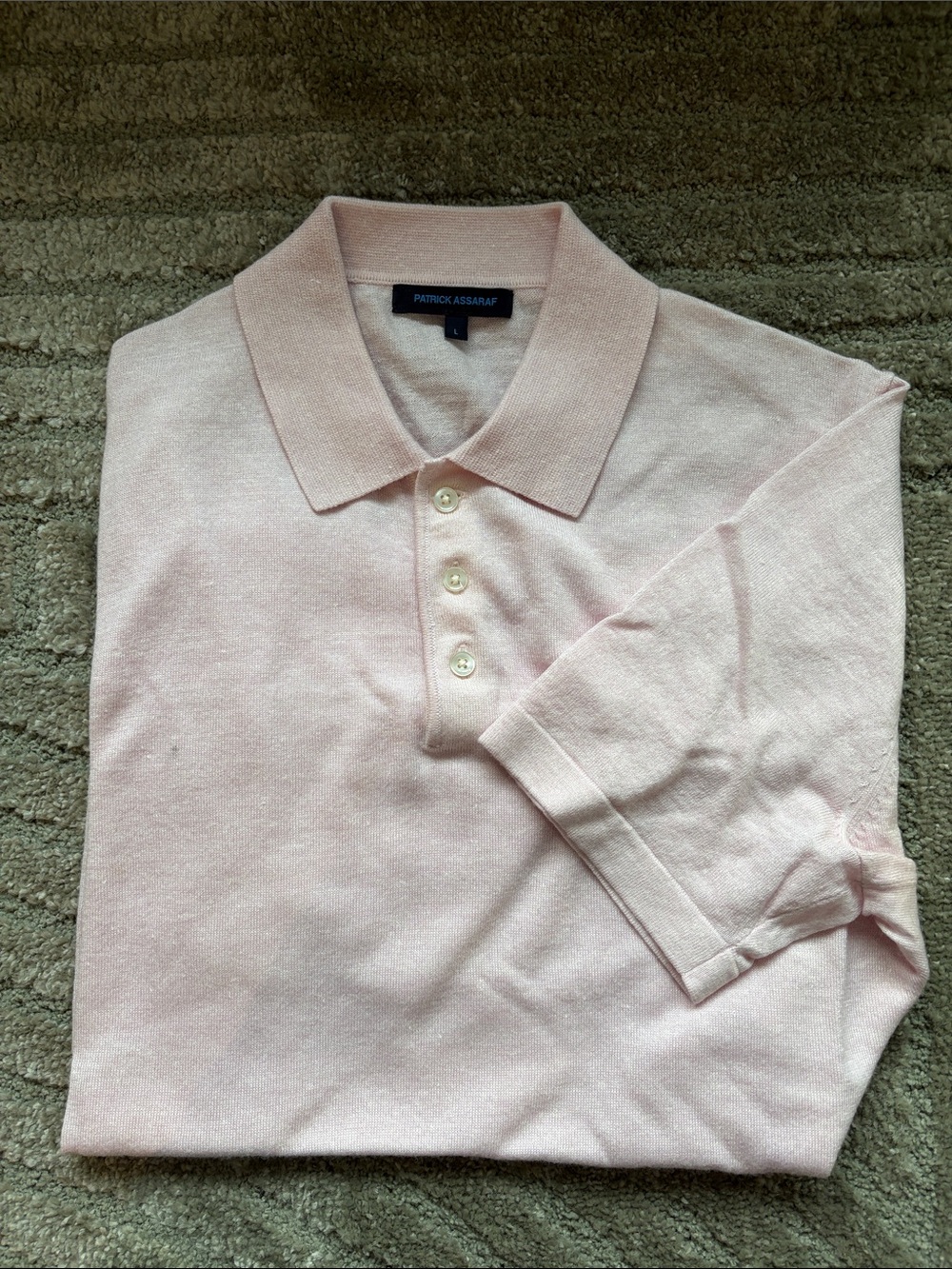 Patrick Assaraf Men’s Light Pink Polo Sweater